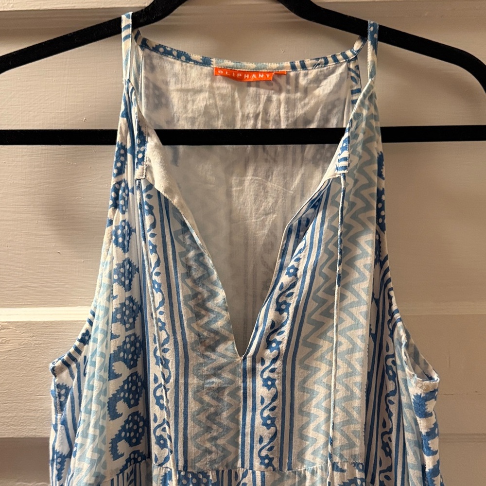 Oliphant Blue Patterned Halter Maxi Dress - Picture 3 of 9